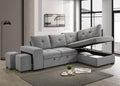 Coaster 500347 2 pc Roanne grey linen like fabric storage chaise sectional sofa set pop up sleeper and ottomans