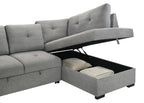 Coaster 500347 2 pc Roanne grey linen like fabric storage chaise sectional sofa set pop up sleeper and ottomans