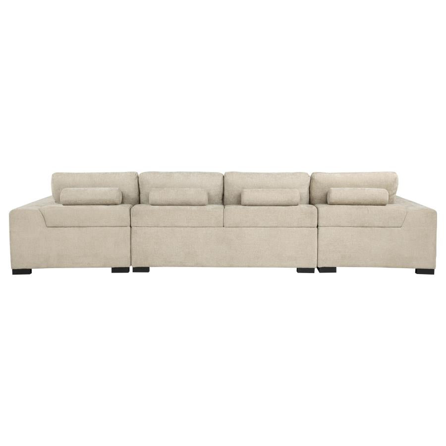 Cannella Beige Textured U-Shaped Double Chaise Sectional Sofa – 500350