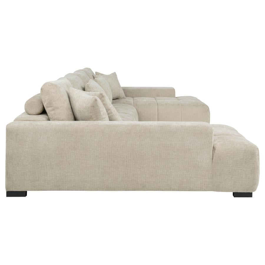 Cannella Beige Textured U-Shaped Double Chaise Sectional Sofa – 500350
