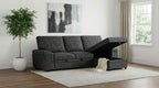 Demko Granite Linen-Like Fabric Sleeper Sectional Sofa with Storage Chaise, Bluetooth & USB Charging – 500355