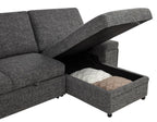 Demko Granite Linen-Like Fabric Sleeper Sectional Sofa with Storage Chaise, Bluetooth & USB Charging – 500355