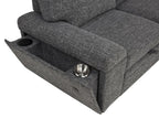 Demko Granite Linen-Like Fabric Sleeper Sectional Sofa with Storage Chaise, Bluetooth & USB Charging – 500355