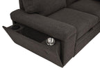 Demko Brown Linen-Like Fabric Sleeper Sectional Sofa with Storage Chaise, Bluetooth & USB Charging – 500356