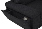 Demko Black Linen-Like Fabric Sleeper Sectional Sofa with Storage Chaise, Bluetooth & USB Charging – 500357