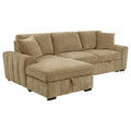 Coaster 500358 2 pc Pastrana camel fabric storage chaise sectional sofa set pop up sleeper