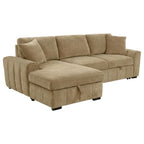 Coaster 500358 2 pc Pastrana camel fabric storage chaise sectional sofa set pop up sleeper