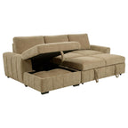 Coaster 500358 2 pc Pastrana camel fabric storage chaise sectional sofa set pop up sleeper