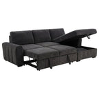 Coaster 500359 2 pc Pastrana grey fabric storage chaise sectional sofa set pop up sleeper