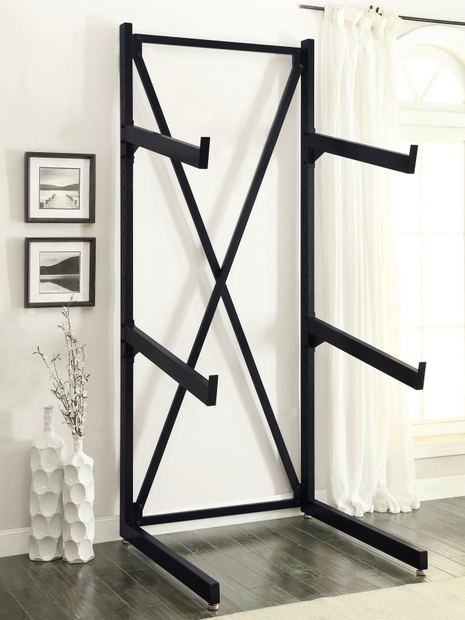 Coaster 500500 Wright Mymodon black 3 tier adjustable height metal frame sofa / futon display rack