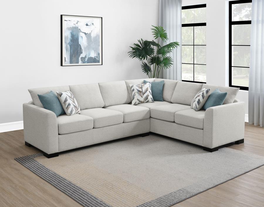 Coaster 500818 2 pc Ashford greige chenille fabric pull out sleeper sofa sectional