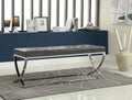 Coaster 501156 Orren ellis haig black faux leather rectangular ottoman with chrome finish metal frame