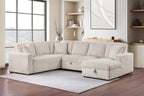 Coaster 501205 3 pc Devonshire camel corduroy fabric sectional sofa with storage chaise and pop up sleep area