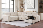 Coaster 501205 3 pc Devonshire camel corduroy fabric sectional sofa with storage chaise and pop up sleep area