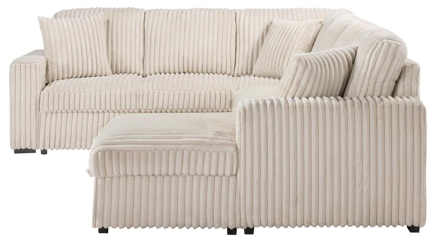 Coaster 501205 3 pc Devonshire camel corduroy fabric sectional sofa with storage chaise and pop up sleep area