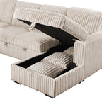 Coaster 501205 3 pc Devonshire camel corduroy fabric sectional sofa with storage chaise and pop up sleep area