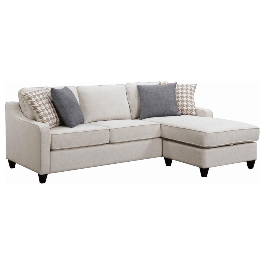 Coaster 501840 2 pc Winston porter tishie cream colored fabric transitional style sectional sofa