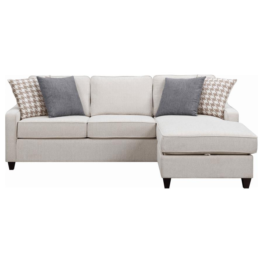 Coaster 501840 2 pc Winston porter tishie cream colored fabric transitional style sectional sofa