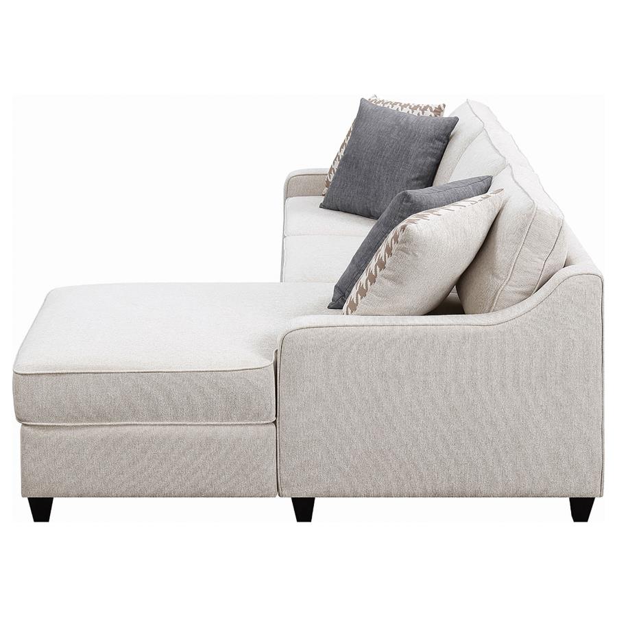 Coaster 501840 2 pc Winston porter tishie cream colored fabric transitional style sectional sofa
