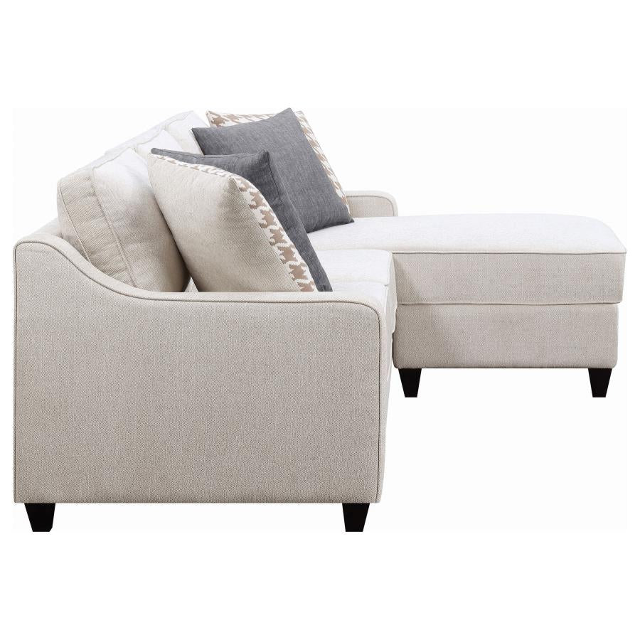 Coaster 501840 2 pc Winston porter tishie cream colored fabric transitional style sectional sofa