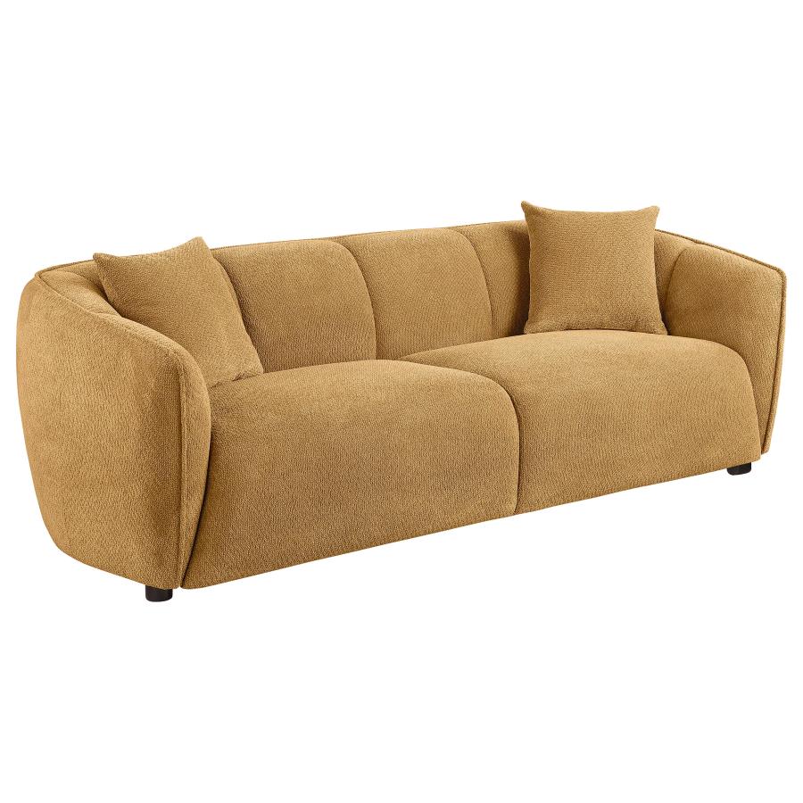 Coaster 503061-S2 2 pc Aleisha mustard yellow chenille fabric sofa and love seat set