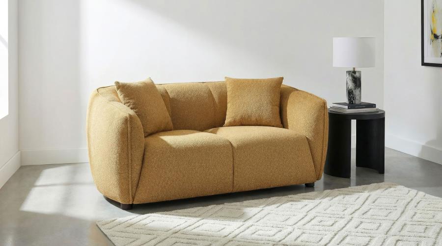 Coaster 503061-S2 2 pc Aleisha mustard yellow chenille fabric sofa and love seat set