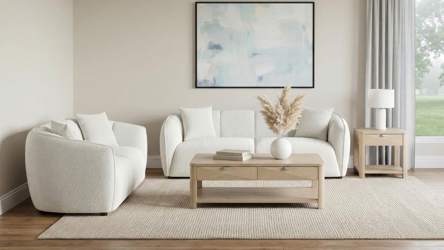 Coaster 503064-S2 2 pc Aleisha ivory chenille fabric sofa and love seat set