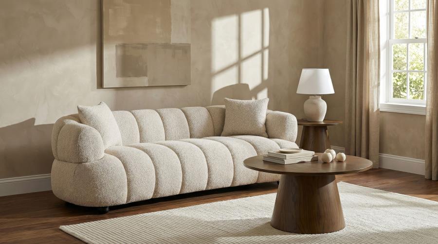 Coaster 503721-S2 2 pc Whitney pebble woven fabric channel tufted sofa and love seat set