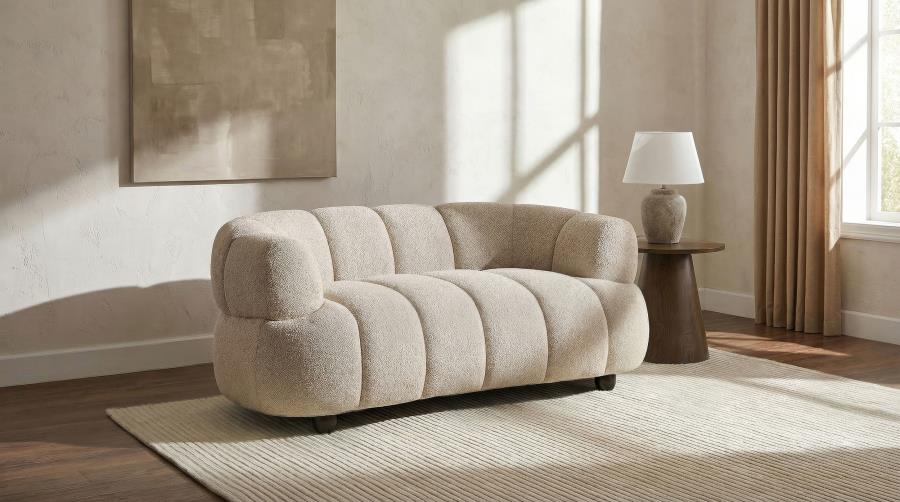 Coaster 503721-S2 2 pc Whitney pebble woven fabric channel tufted sofa and love seat set