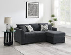 Coaster 504777 2 pc Storey dark grey fabric sectional sofa with reversible ottoman chaise and pull out sleeper