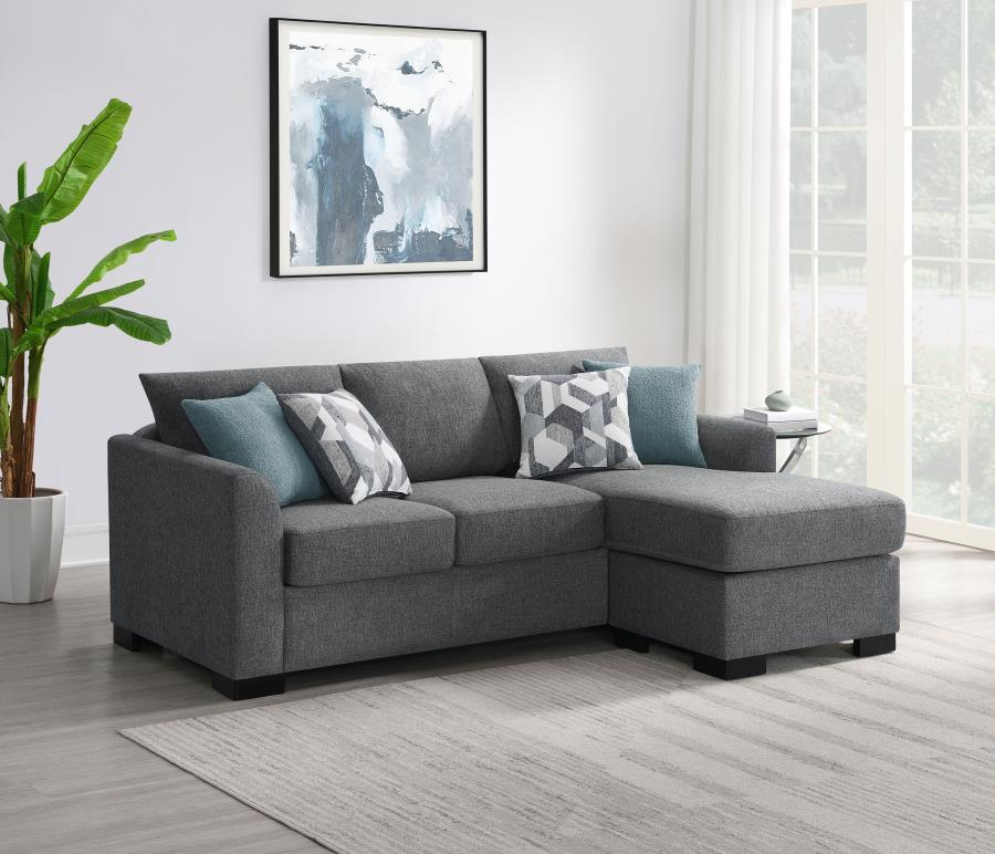 Coaster 504779 2 pc Storey grey fabric sectional sofa with reversible ottoman chaise and pull out sleeper