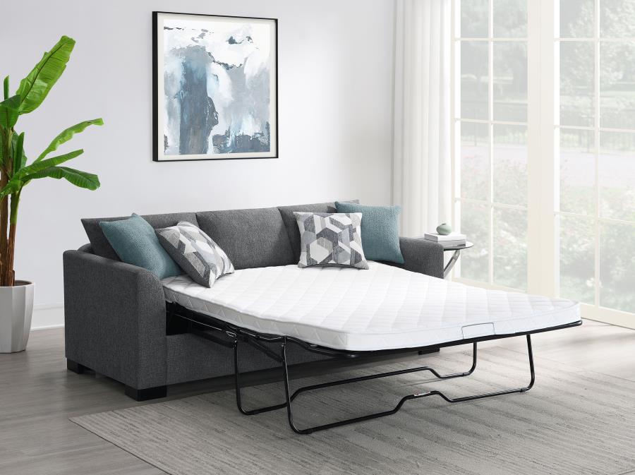 Coaster 504779 2 pc Storey grey fabric sectional sofa with reversible ottoman chaise and pull out sleeper