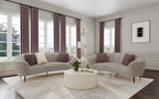 Coaster 504837-S2 2 pc Ellorie beige fabric kidney shaped sofa and love seat set with curved sloping arms