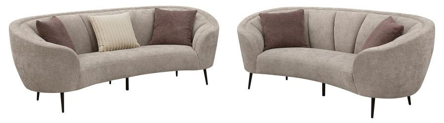 Coaster 504837-S2 2 pc Ellorie beige fabric kidney shaped sofa and love seat set with curved sloping arms