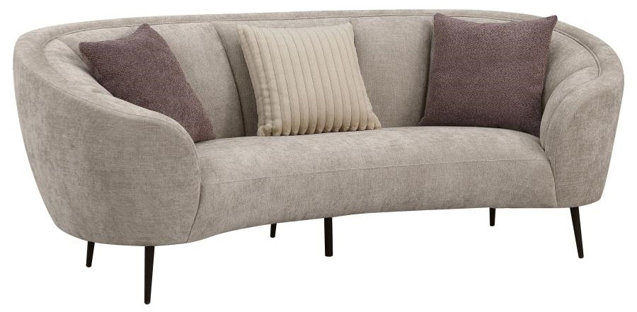 Coaster 504837-S2 2 pc Ellorie beige fabric kidney shaped sofa and love seat set with curved sloping arms