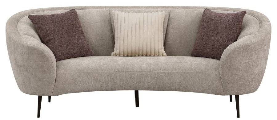 Coaster 504837-S2 2 pc Ellorie beige fabric kidney shaped sofa and love seat set with curved sloping arms