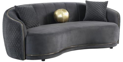 Coaster 504844-S2 2 pc Brookside dark grey velvet sofa and love seat set curved rounded arms and back