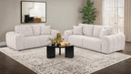 Coaster 504955-S2 2 pc Burnett ivory chenille fabric sofa and love seat set rounded arms