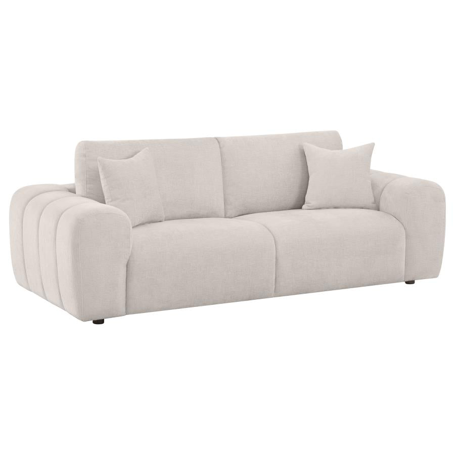 Coaster 504955-S2 2 pc Burnett ivory chenille fabric sofa and love seat set rounded arms