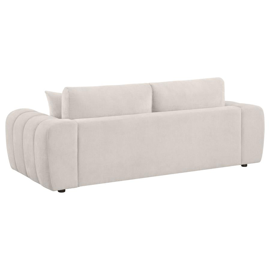 Coaster 504955-S2 2 pc Burnett ivory chenille fabric sofa and love seat set rounded arms
