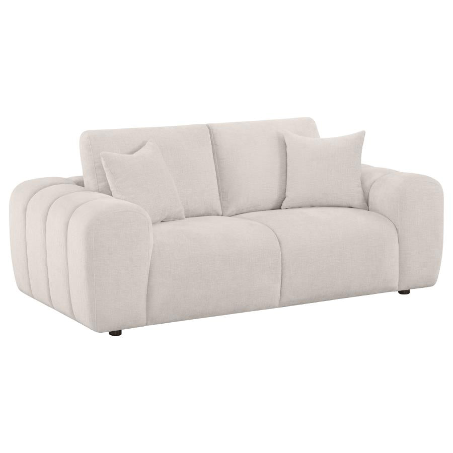 Coaster 504955-S2 2 pc Burnett ivory chenille fabric sofa and love seat set rounded arms