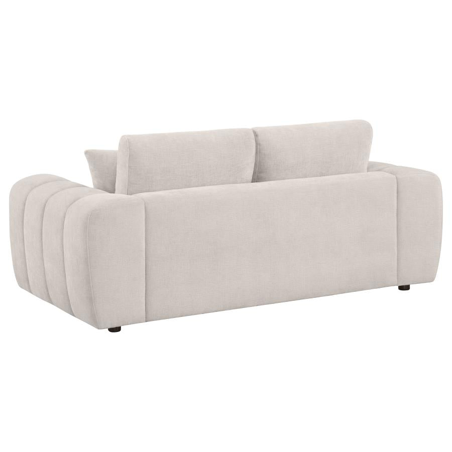 Coaster 504955-S2 2 pc Burnett ivory chenille fabric sofa and love seat set rounded arms