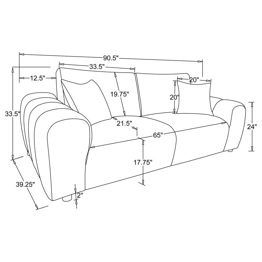 Coaster 504955-S2 2 pc Burnett ivory chenille fabric sofa and love seat set rounded arms