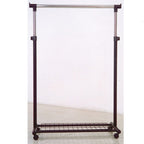 Portable Black Coat Check Hanger Rack with Casters, Extensions & Wire Mesh Bottom Rack – 505BK