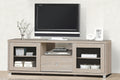 Asia Direct  5052-NA Natural finish wood wide TV stand with glass cabinet doors