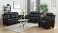 Coaster 506551-S2 2 pc Finley black faux leather sofa and love seat set with overstuffed arms