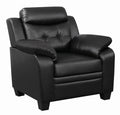 Coaster 506553 Finley black faux leather with overstuffed arms accent chair