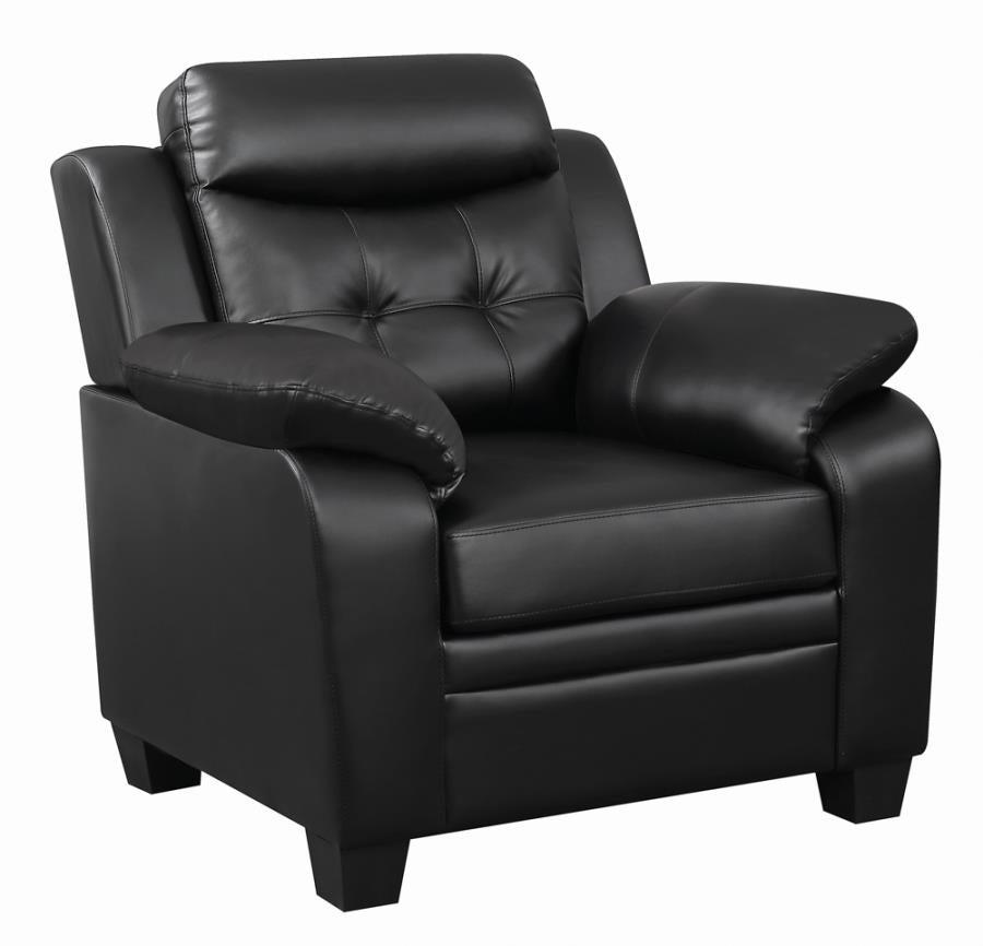 Coaster 506553 Finley black faux leather with overstuffed arms accent chair