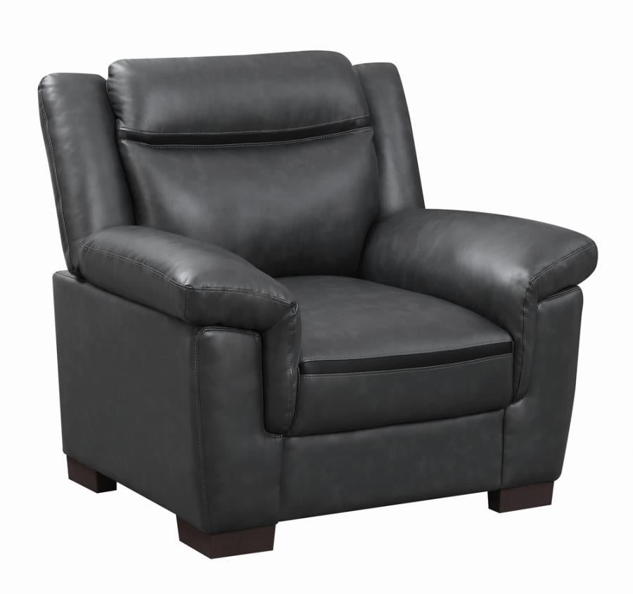 Coaster 506593 Arabella gray faux leather with overstuffed arms accent chair