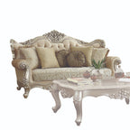 Acme 50660-61 2 pc Astoria grand desmond bently champagne finish wood fabric sofa and love seat set